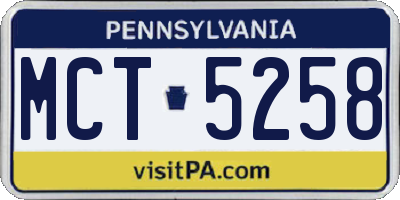 PA license plate MCT5258