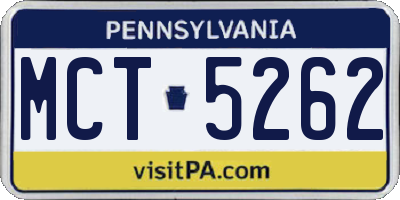 PA license plate MCT5262