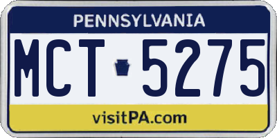 PA license plate MCT5275