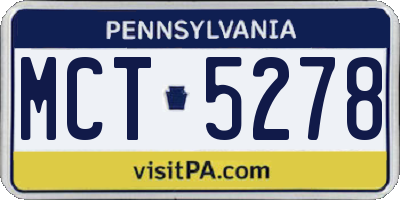 PA license plate MCT5278