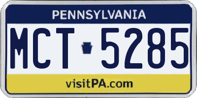 PA license plate MCT5285