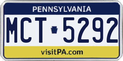 PA license plate MCT5292