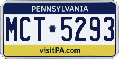 PA license plate MCT5293
