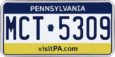 PA license plate MCT5309