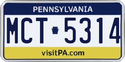 PA license plate MCT5314