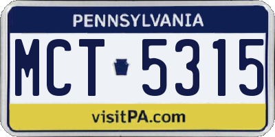 PA license plate MCT5315