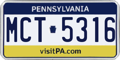PA license plate MCT5316