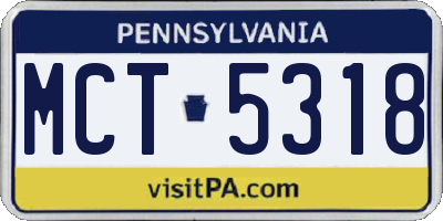 PA license plate MCT5318