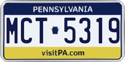 PA license plate MCT5319