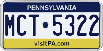 PA license plate MCT5322