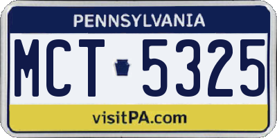 PA license plate MCT5325