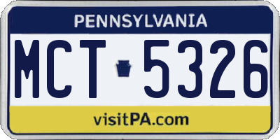 PA license plate MCT5326