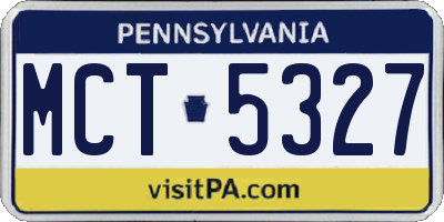 PA license plate MCT5327