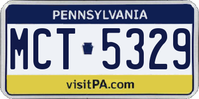 PA license plate MCT5329