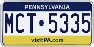 PA license plate MCT5335