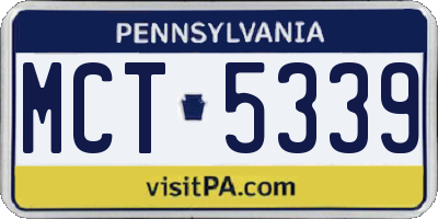 PA license plate MCT5339