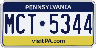 PA license plate MCT5344