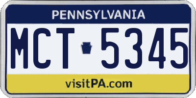 PA license plate MCT5345