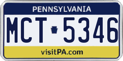 PA license plate MCT5346
