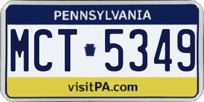 PA license plate MCT5349