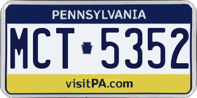 PA license plate MCT5352
