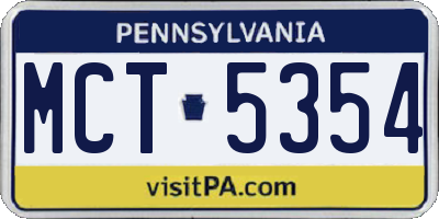 PA license plate MCT5354
