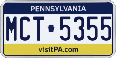 PA license plate MCT5355