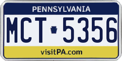 PA license plate MCT5356