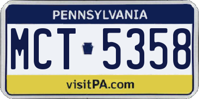 PA license plate MCT5358