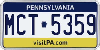 PA license plate MCT5359