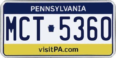 PA license plate MCT5360
