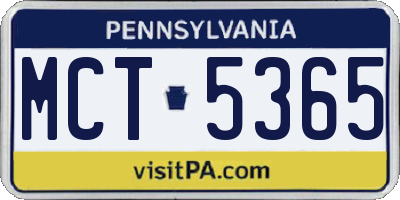 PA license plate MCT5365