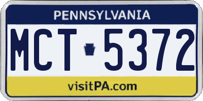 PA license plate MCT5372
