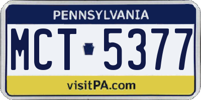 PA license plate MCT5377