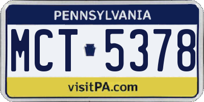 PA license plate MCT5378