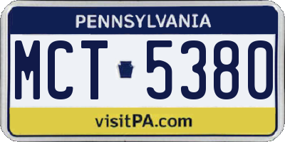 PA license plate MCT5380