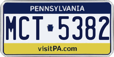 PA license plate MCT5382