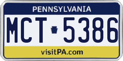 PA license plate MCT5386