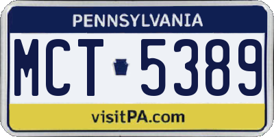 PA license plate MCT5389