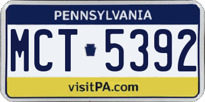 PA license plate MCT5392