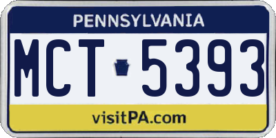 PA license plate MCT5393