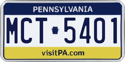 PA license plate MCT5401