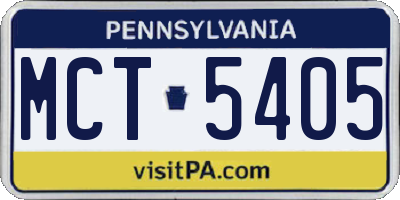 PA license plate MCT5405