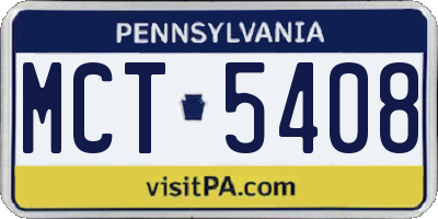 PA license plate MCT5408