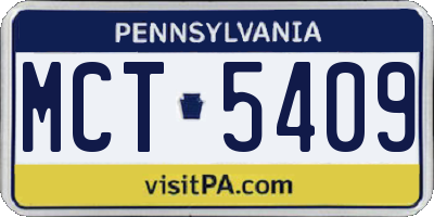 PA license plate MCT5409