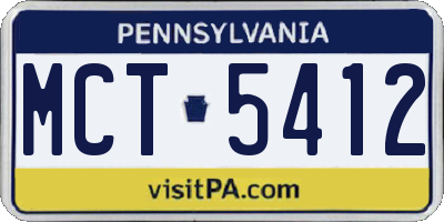 PA license plate MCT5412