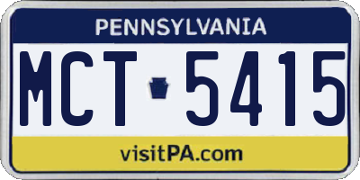 PA license plate MCT5415