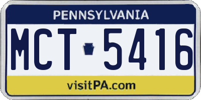 PA license plate MCT5416