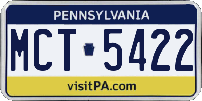 PA license plate MCT5422