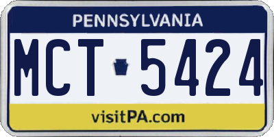 PA license plate MCT5424
